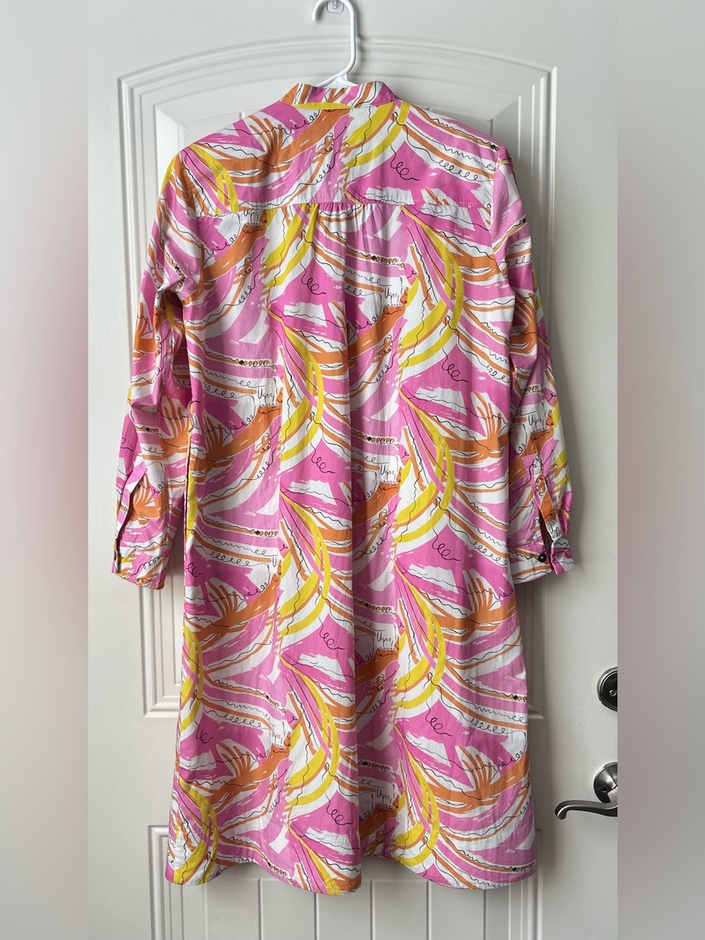 Vera for Anthropologie Confetti Midi Shirt Dress Pink Abstract Print S - Picture 3 of 15